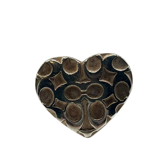 Coach Sterling Silver Ring Size 7 Heart Shape Designer Classic Logo Elevated - Picture 1 of 6